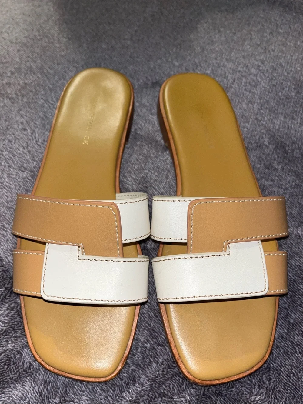 TUCKERNUCK Leather Muse Sandals -Cognac and White- Size 7 - Picture 6 of 8
